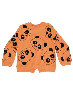 Panda Baskılı Bisiklet Yaka Sweatshirt