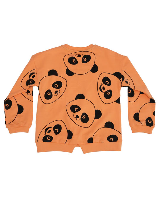 Panda Baskılı Bisiklet Yaka Sweatshirt